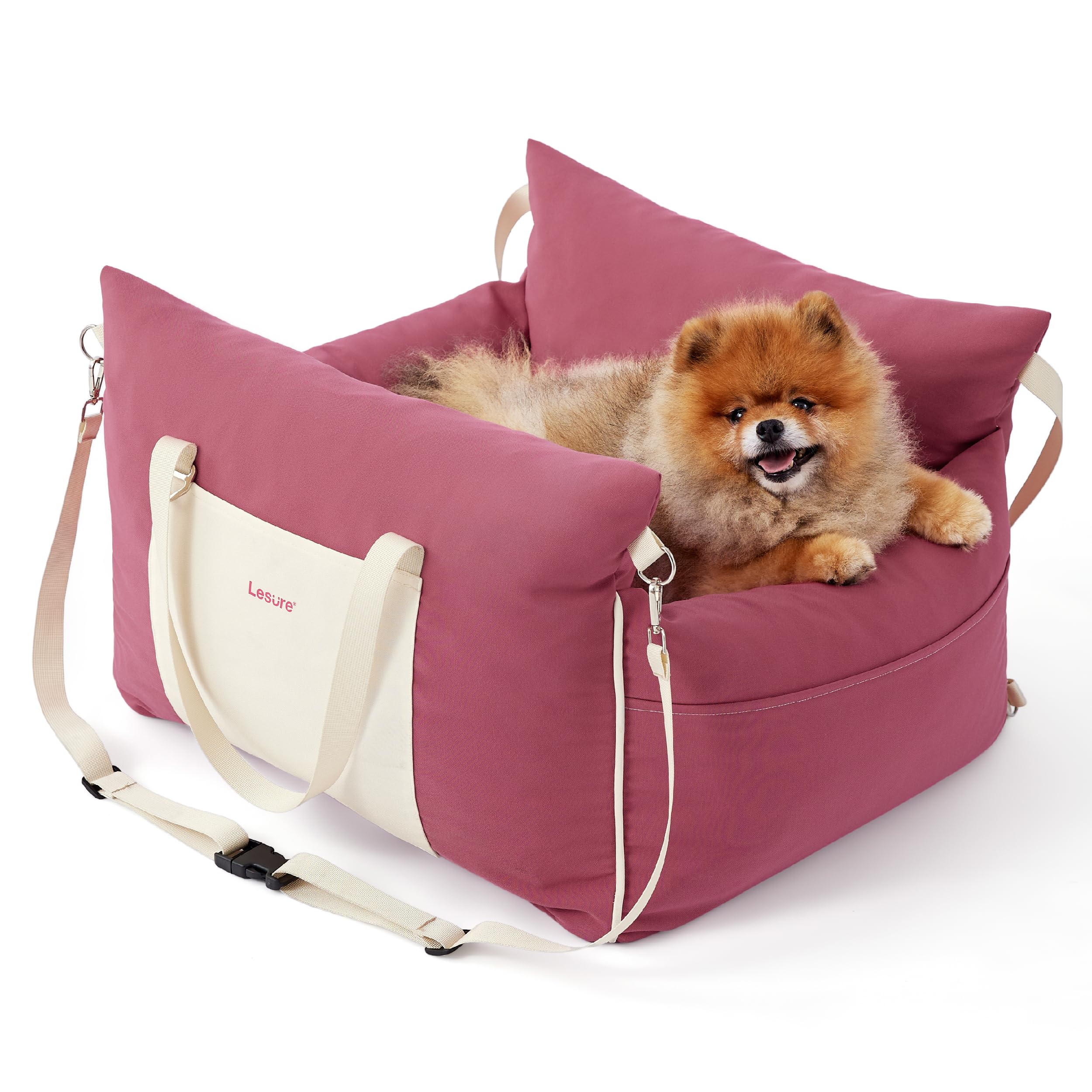 LE SURE asiento para perro pequeño en color rosa, ideal para viajes seguros.