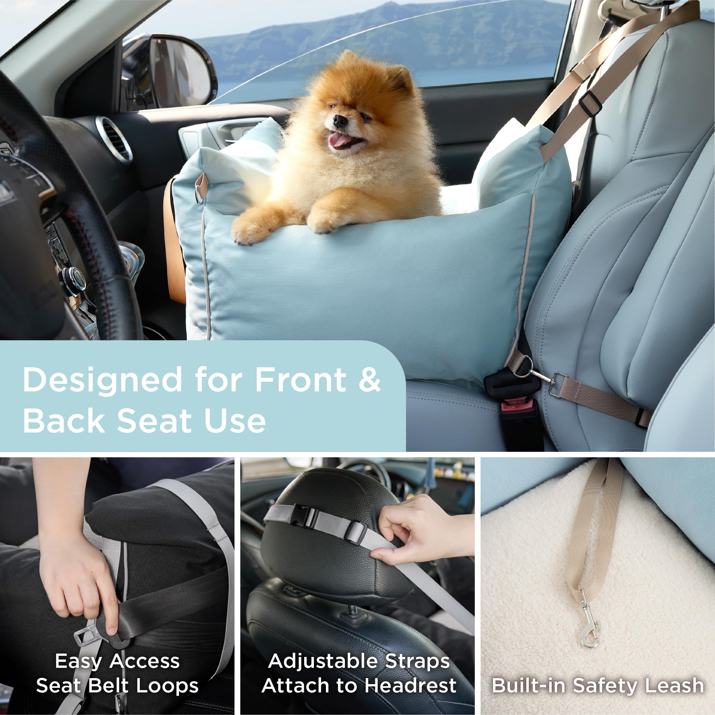 LE SURE asiento refuerzo perro pequeno con espuma memoria para mayor confort