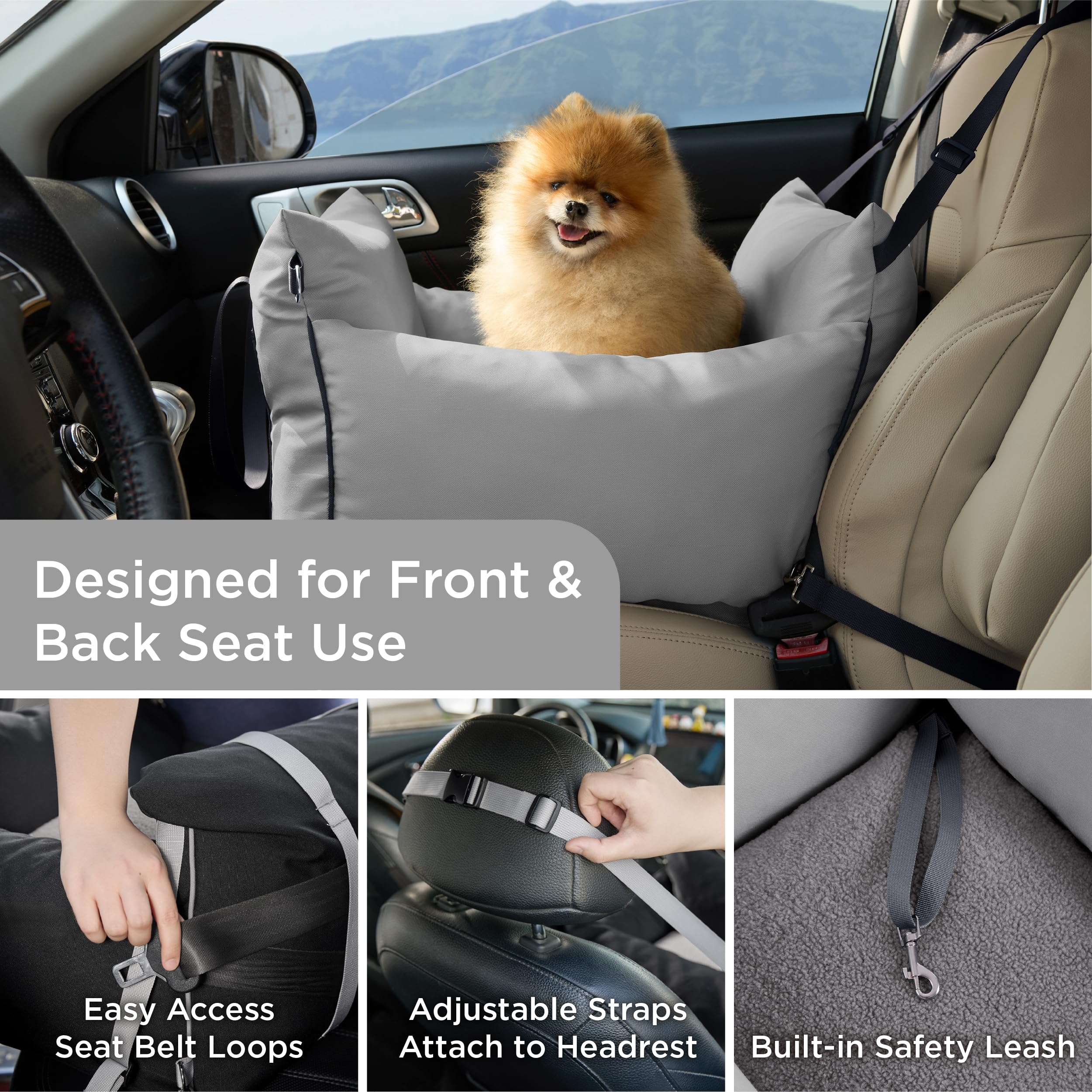 Lesure con bolsillos de almacenamiento para accesorios de mascota durante el viaje.
