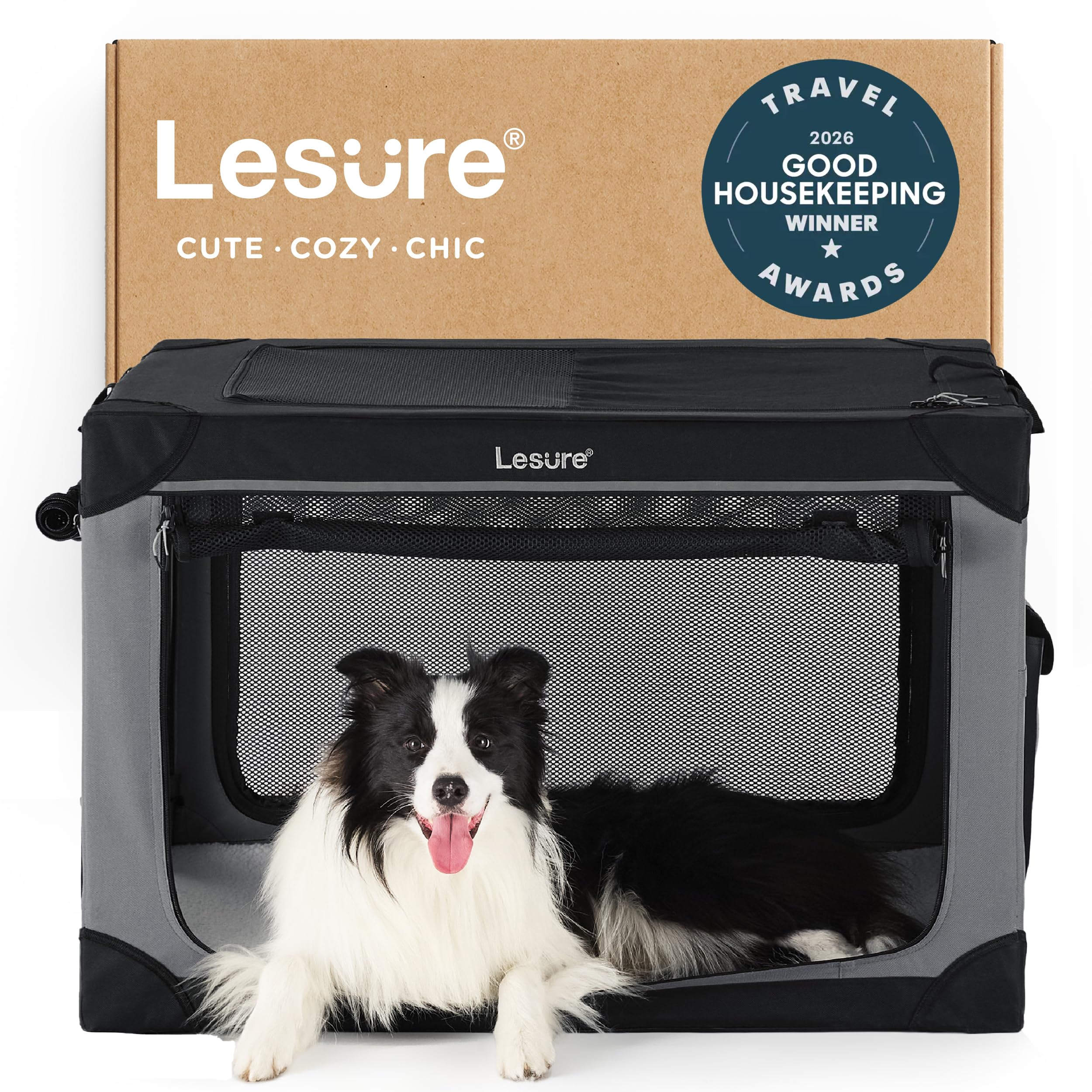 LE SURE caja plegable de 36 pulgadas, 4 puertas negra, ideal para viajes