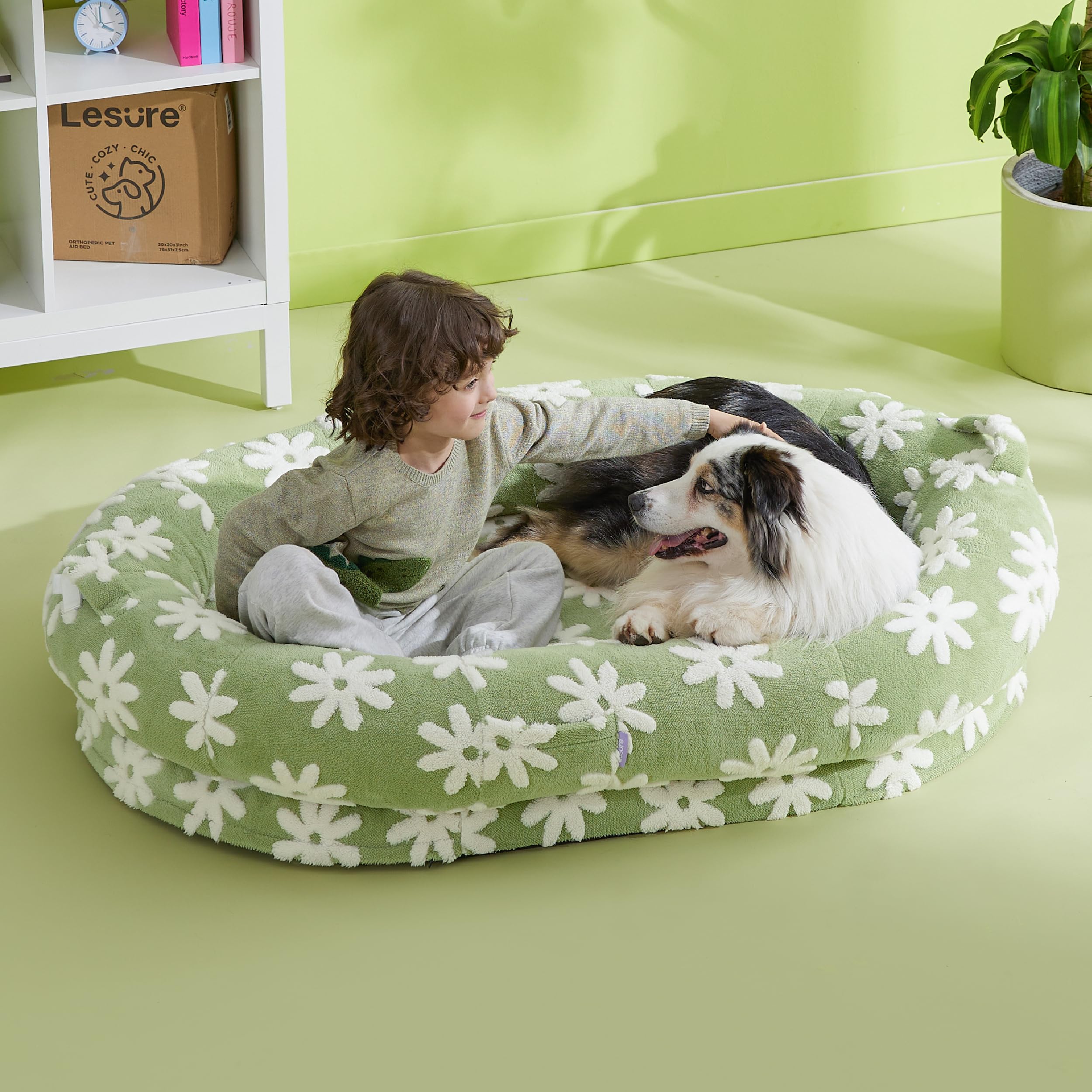 LE SURE Cama Humana XXL en azul, vista frontal para descanso cómodo.