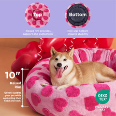 LE SURE cama-perro-donut-borde-alzado-acolchado con soporte de cabeza seguro