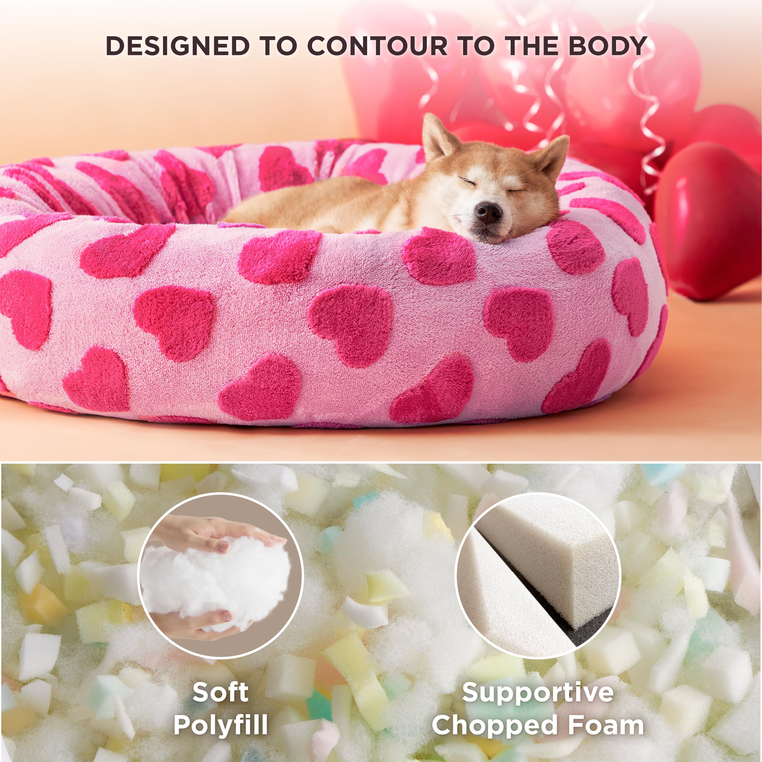 LE SURE cama-perro-donut-tejido-jacquard-peluche suave brinda confort envolvente