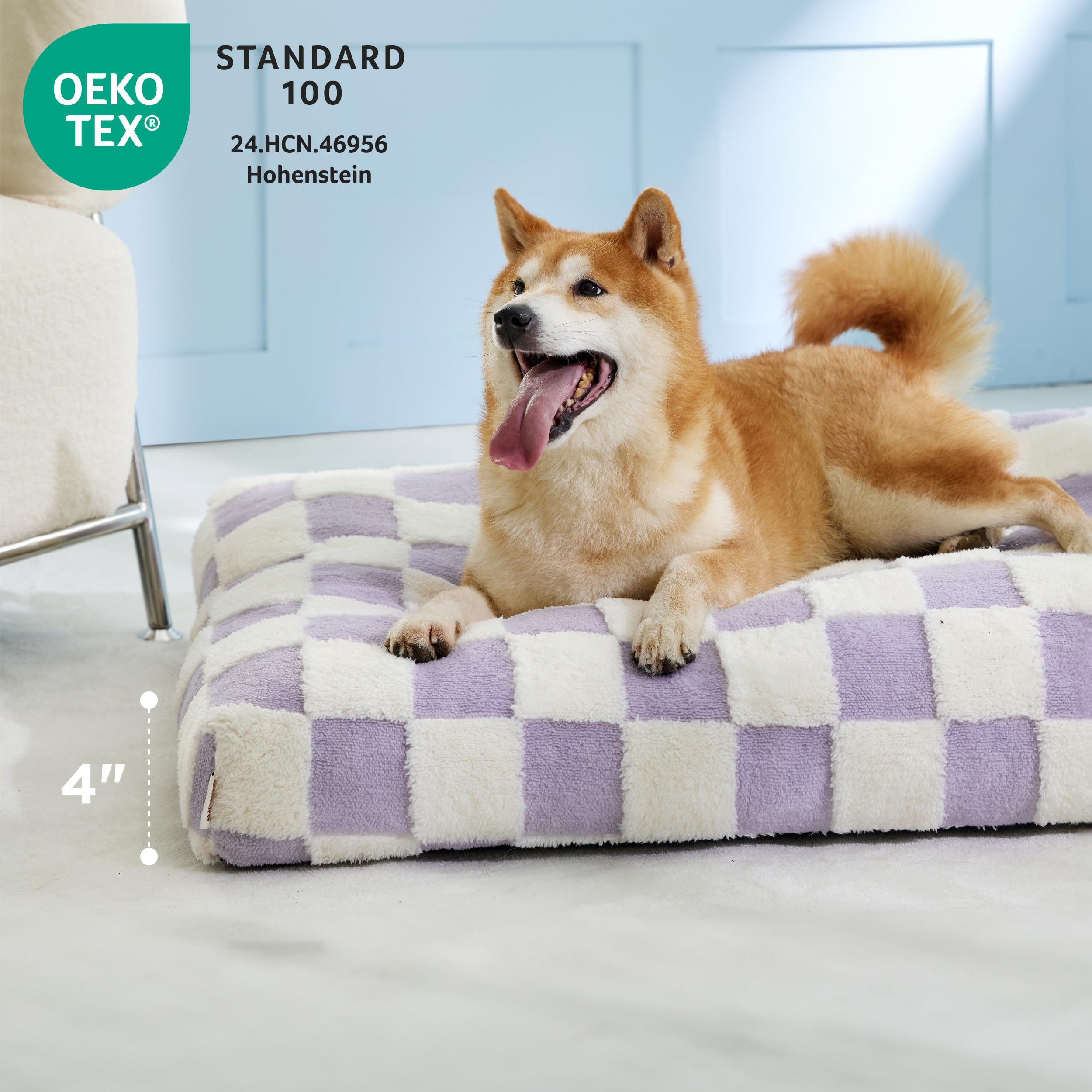 LE SURE cama para perro mediana borde acolchado para apoyo suave.