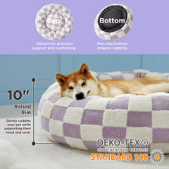 LE SURE cama rosquilla suave, textura plush jacquard que aporta calidez.