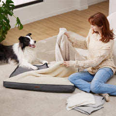 LE SURE: funda de cama para perro, cara tejido Oxford gris para uso más fresco.