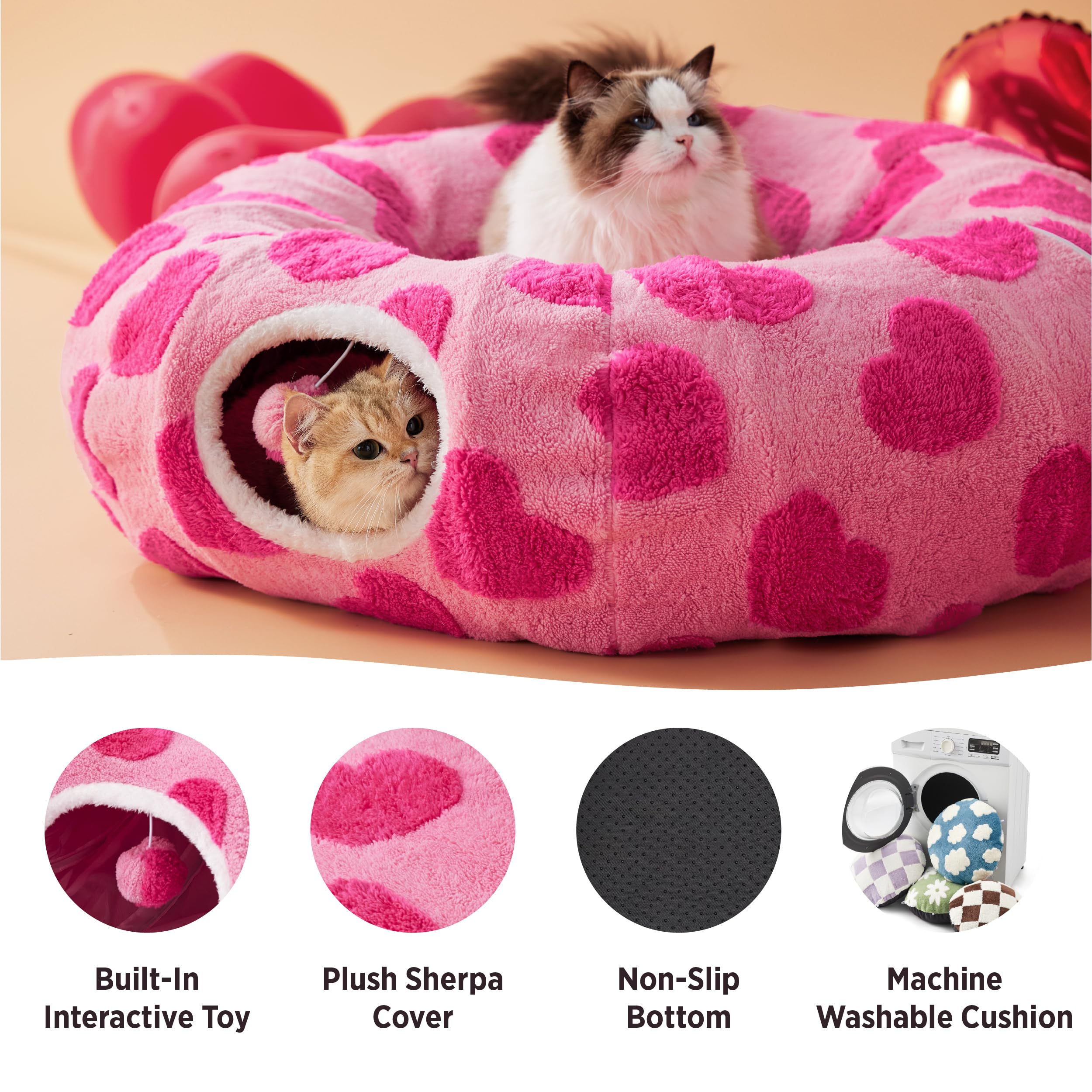 Lesure tunel gato diseños San Valentín, diseño exclusivo para corazones.
