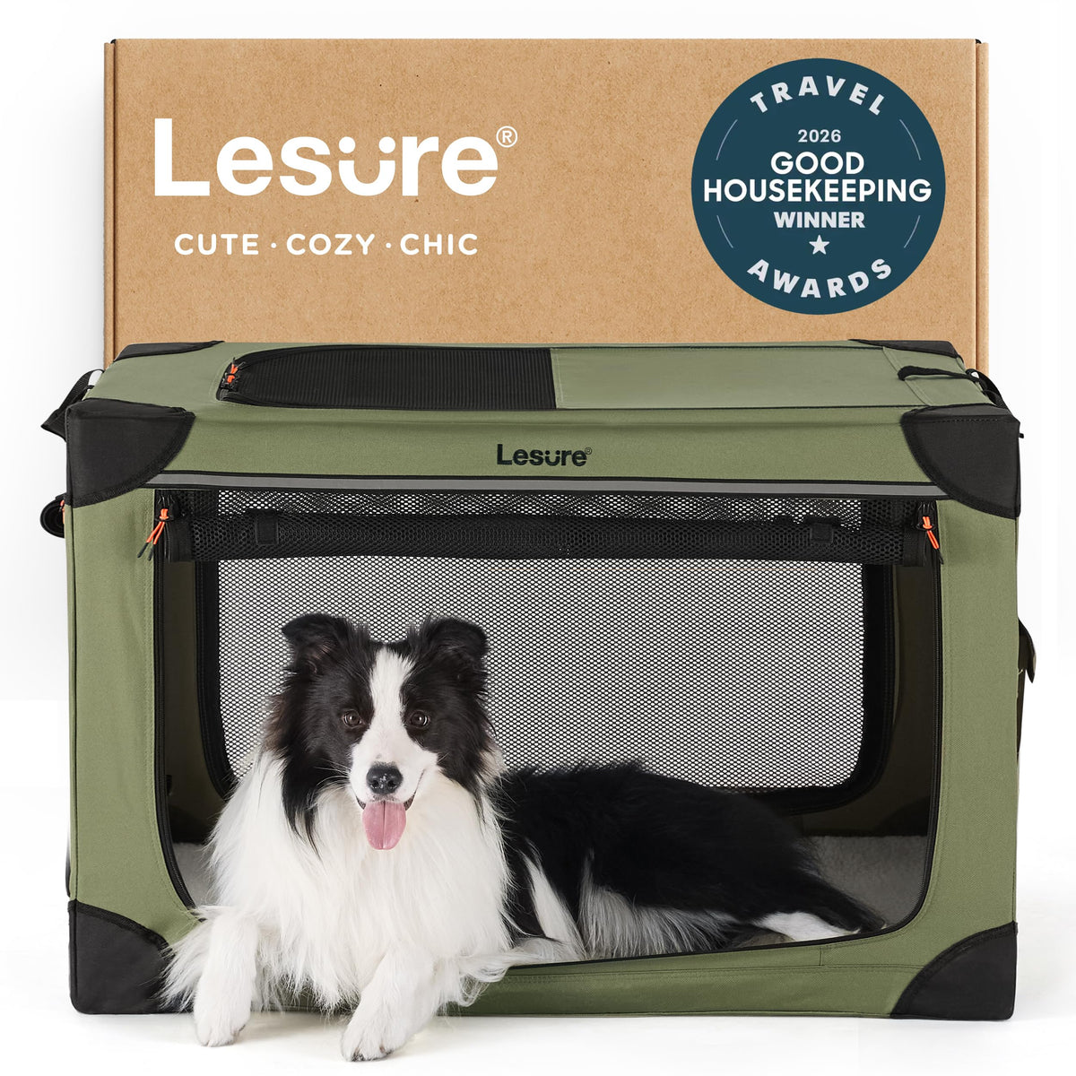 Lesure jaula para perro desplegable 36 pulgadas, ideal para viajes y seguridad.