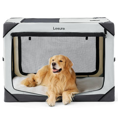 LE SURE jaula grande para perros con puertas y malla para visión.