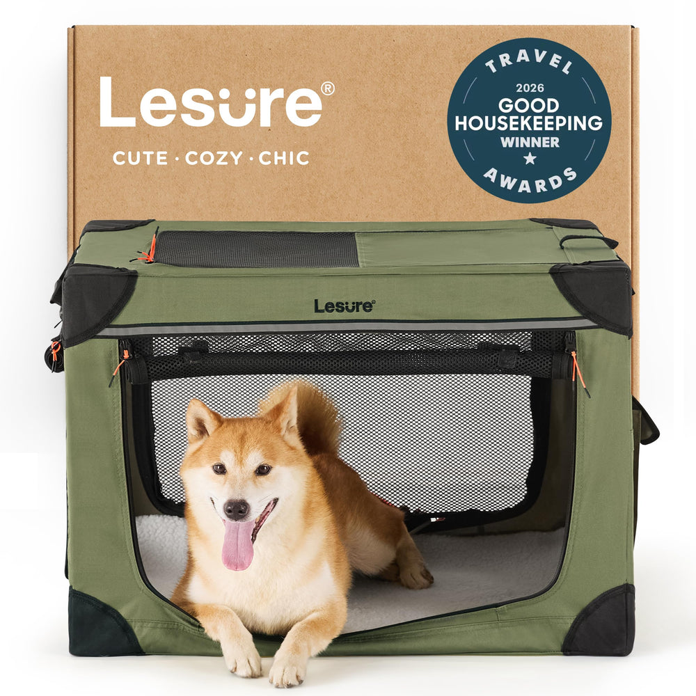 LE SURE jaula plegable para perros de 30 pulgadas, transporte sencillo para salidas.