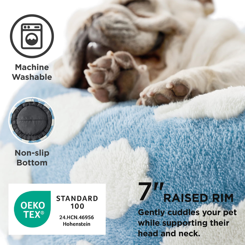 LE SURE sofá para gatos azul, vista lateral, diseño moderno para uso en interiores.
