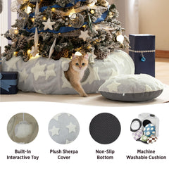 LE SURE Cama túnel para gatos, forma de donut acolchado, refugio suave para siestas tranquilas.