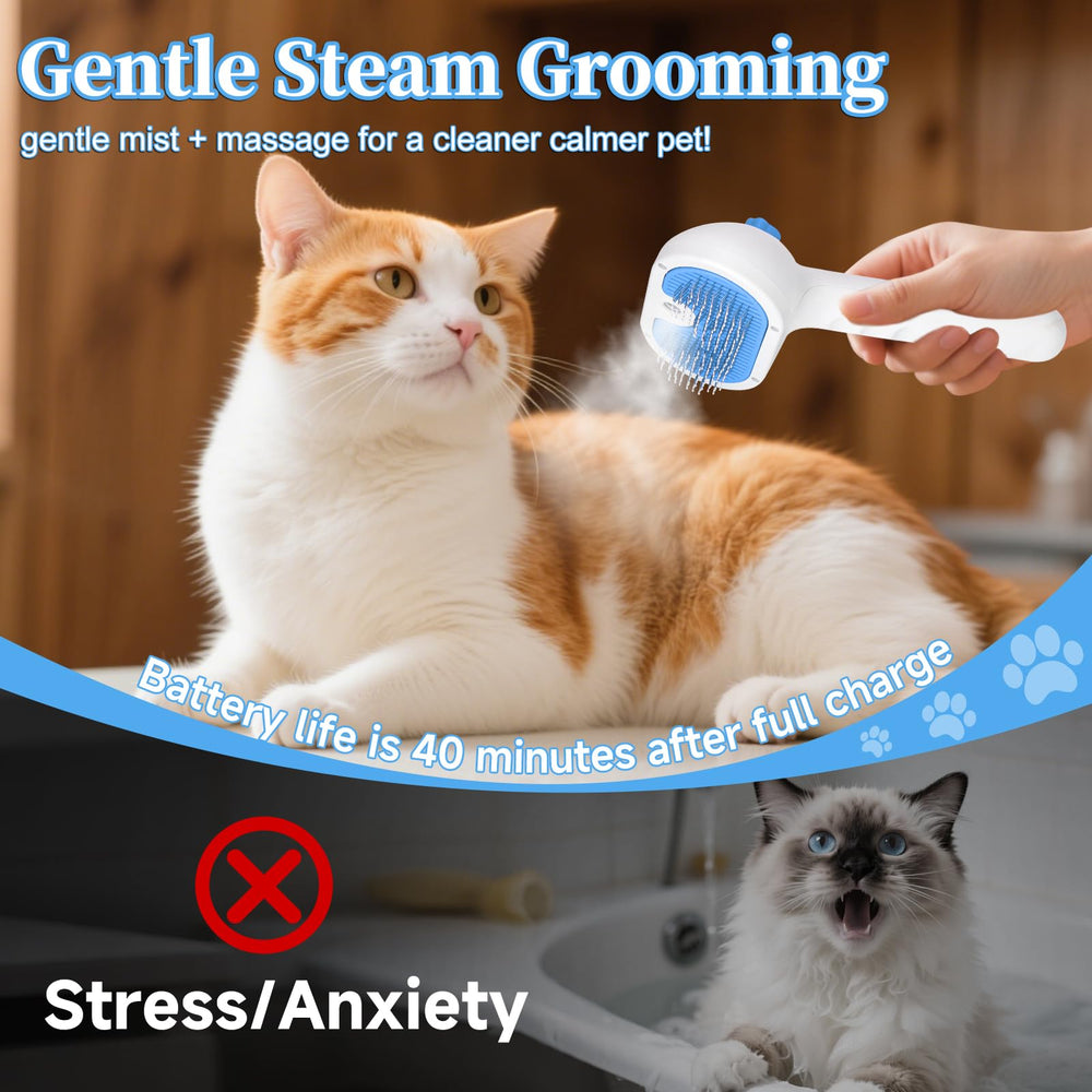 LetsFeed Pet Steam Brush cerdas protegidas por gel para piel sensible