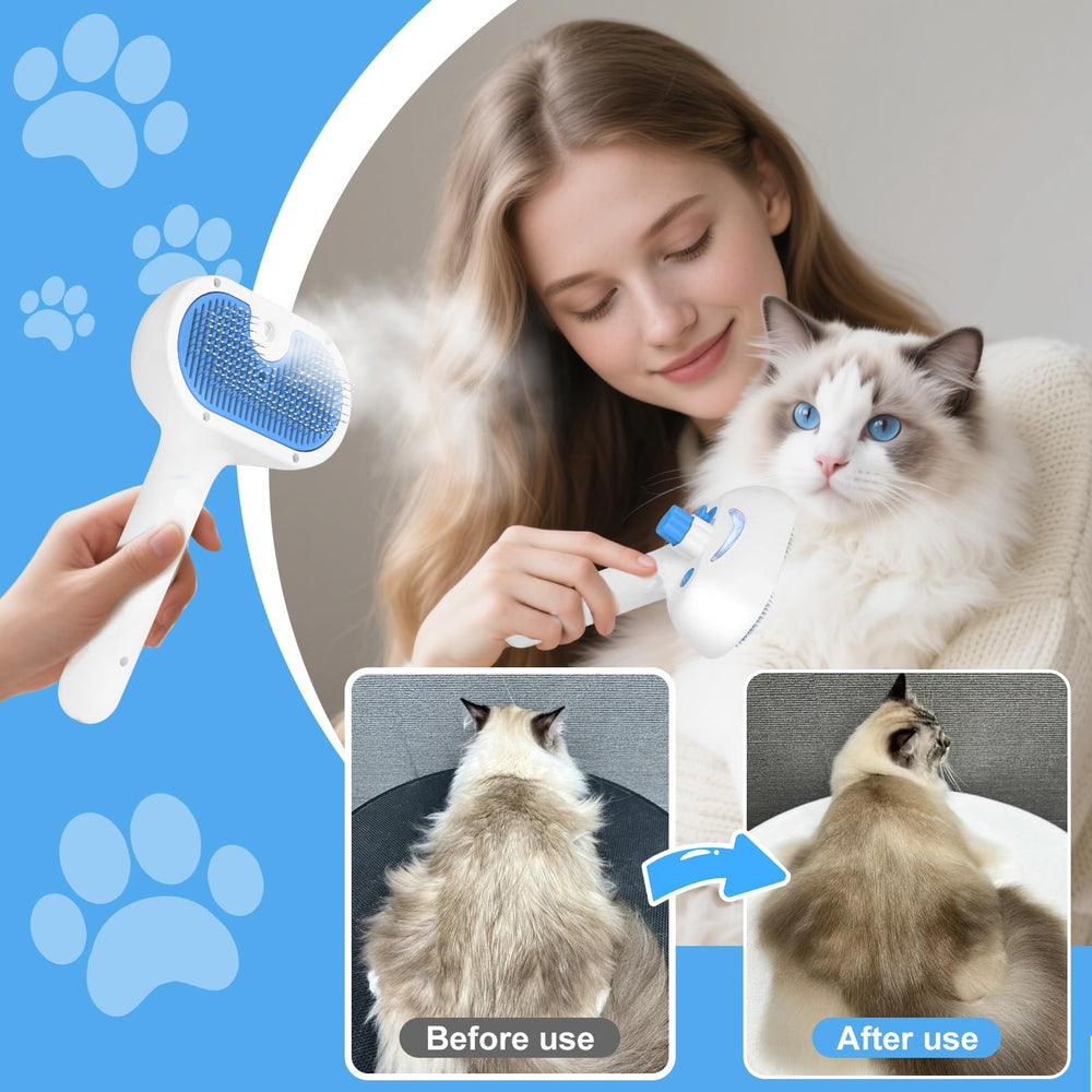 LetsFeed Pet Steam Brush para perros y gatos, cuidado diario
