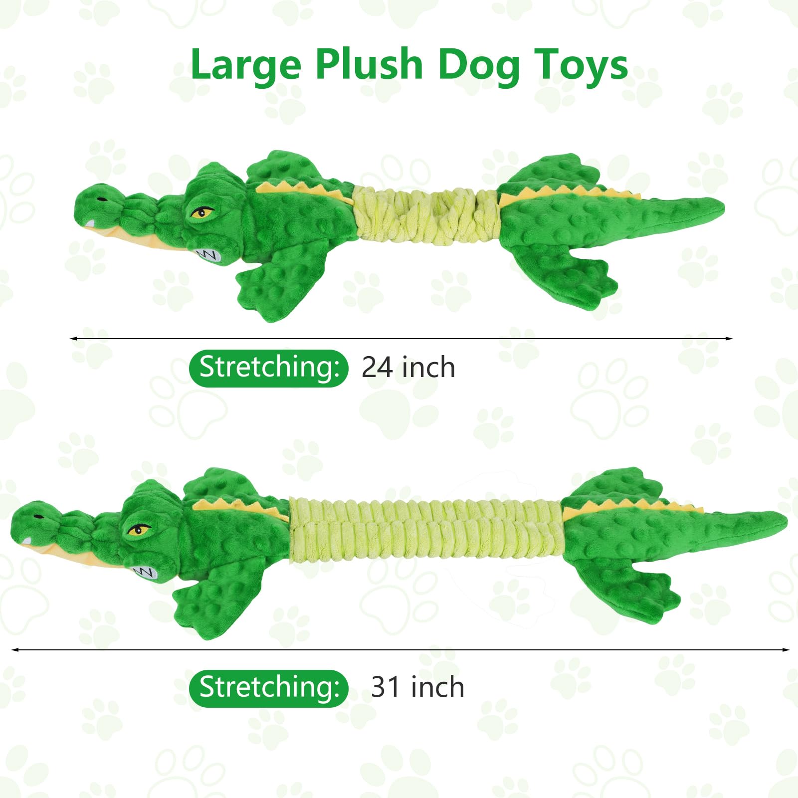 Letsmeet aligator peluche resistente para mordidas y juego prolongado
