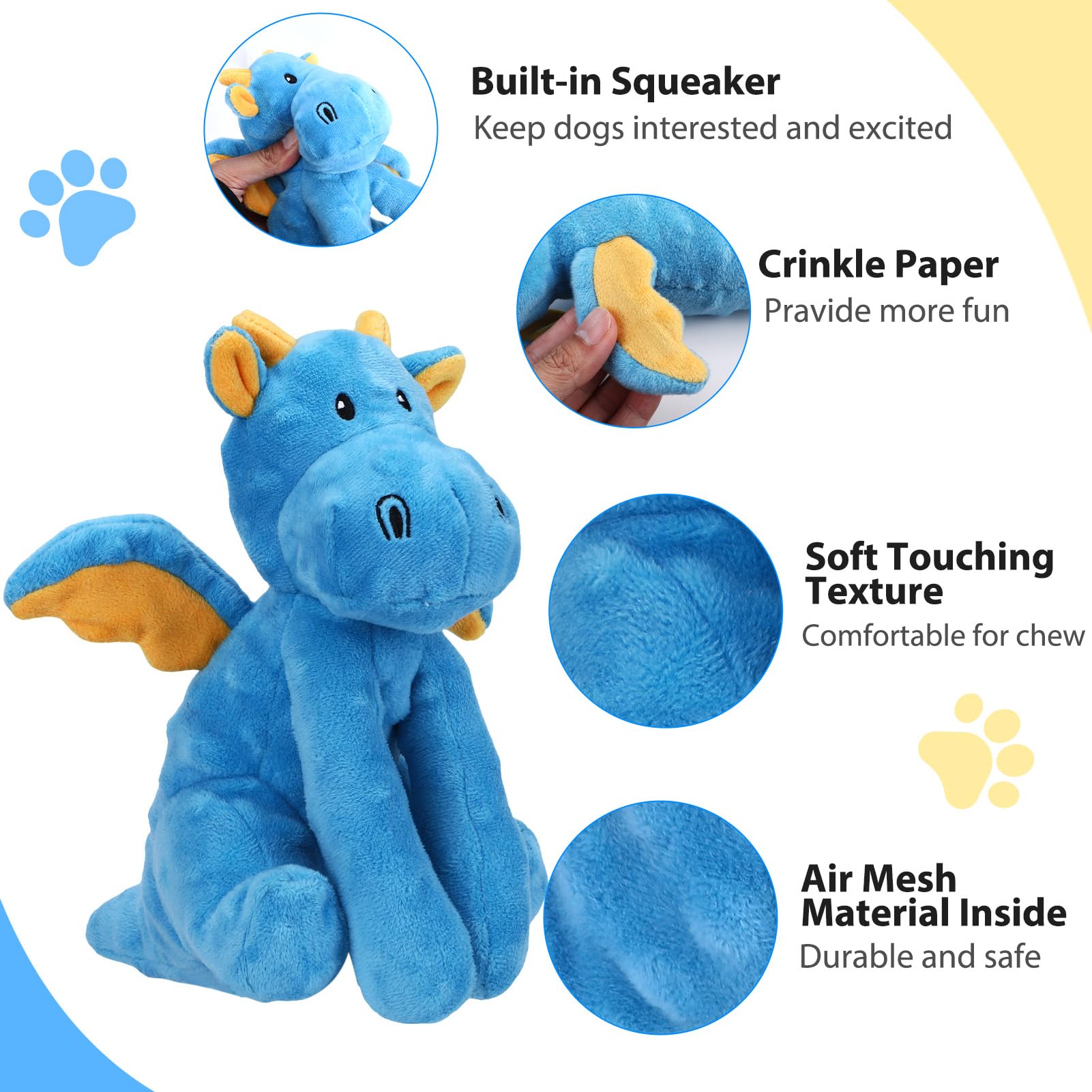 Letsmeet juguete perro peluche con papel crujiente para morder