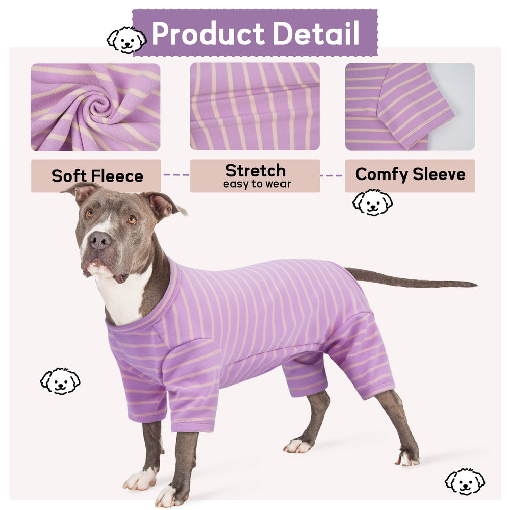 LETSQK pijamas para perro rayados, cobertura total fácil de poner.