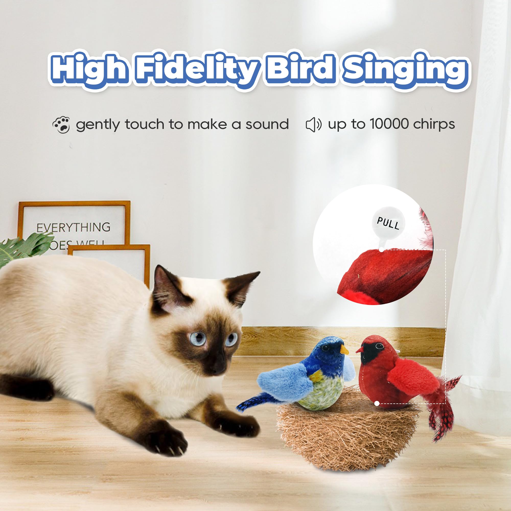 LEWISER: pajaros de peluche suave con plumas naturales para juego seguro.