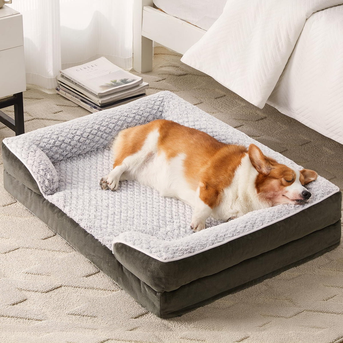 Cama ortopédica LEXTRO para perros medianos con espuma panal y soporte suave