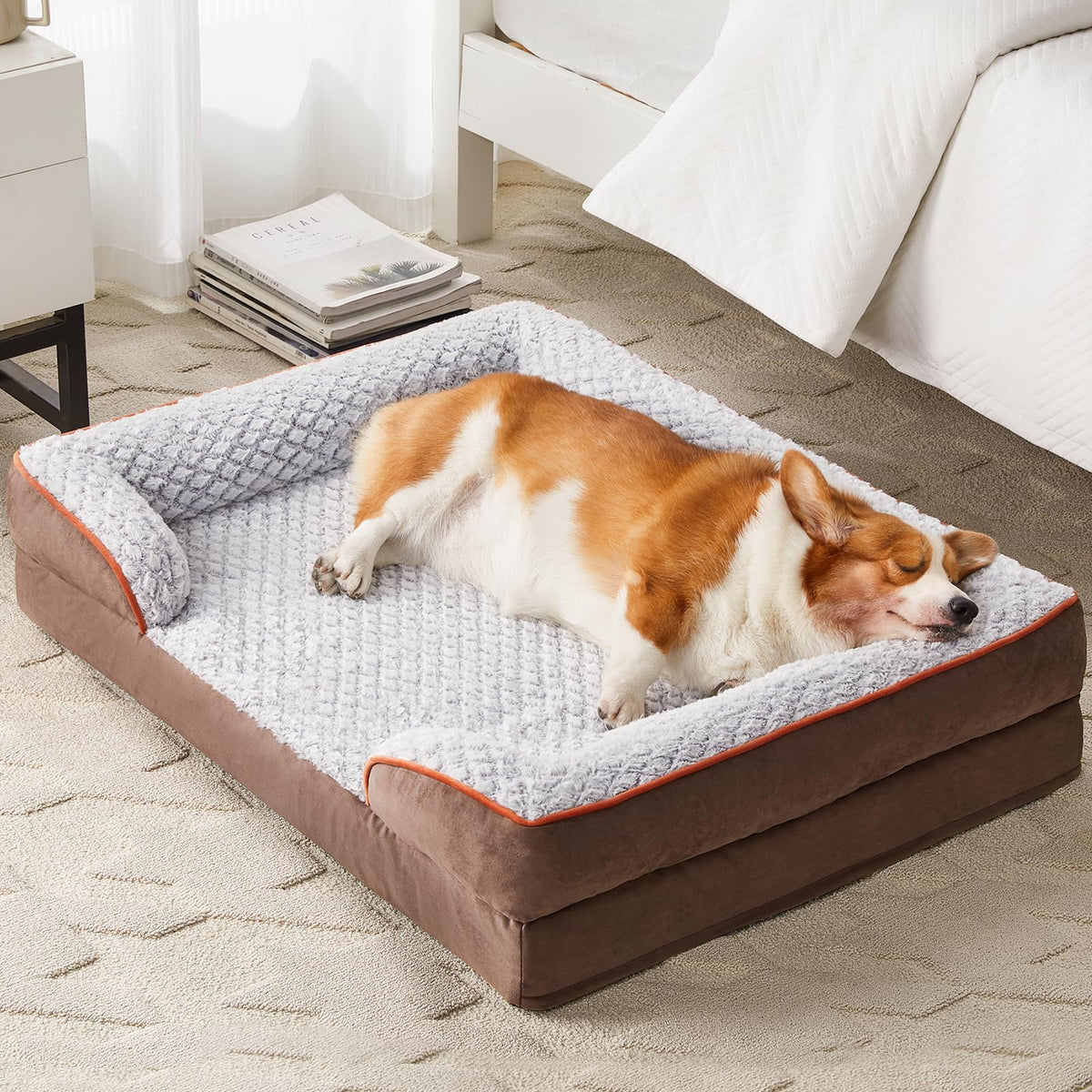 LEXTRO cama ortopédica para perros medianos con espuma huevo y apoyo uniforme.