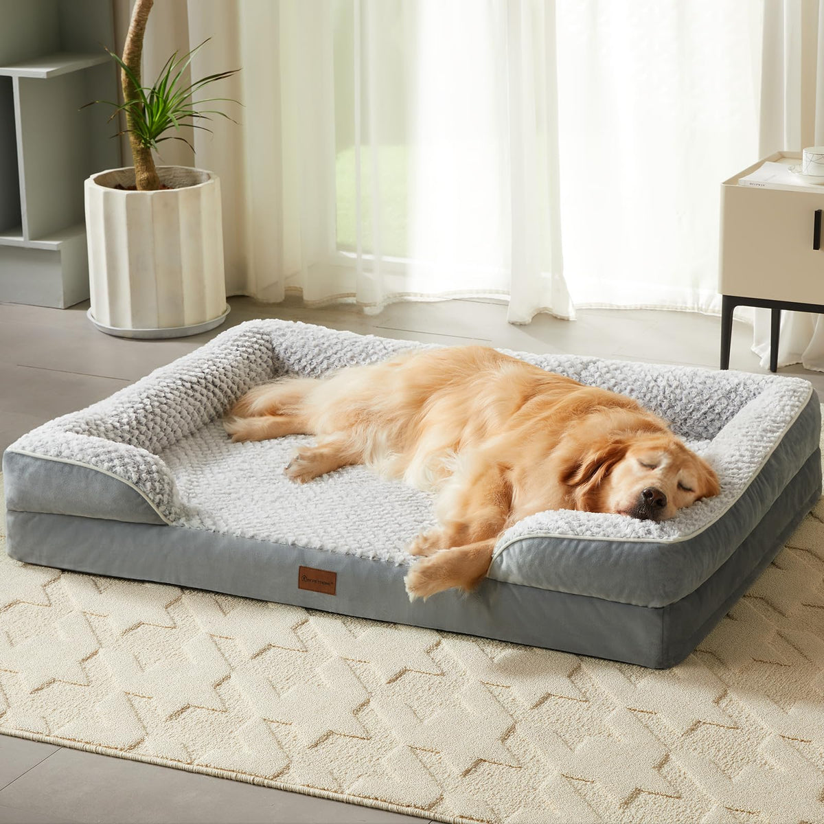 Cama ortopédica LEXTRO para perros extragrandes con soporte estable.