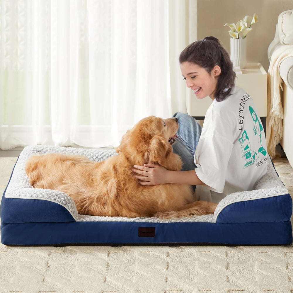 LEXTRO cama XXL 48x35x7 pulgadas, espacio amplio para perros grandes.