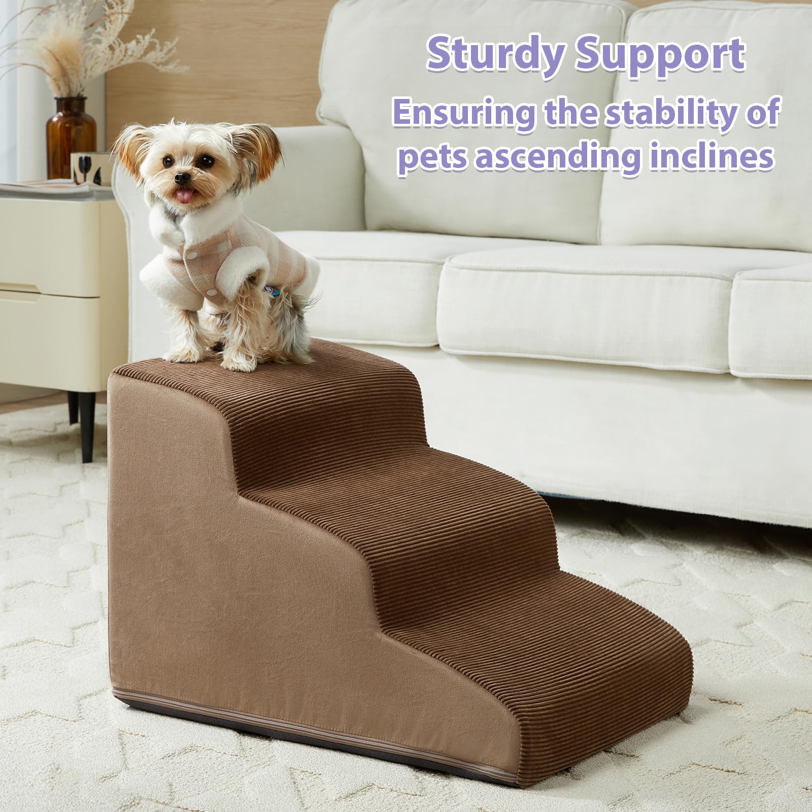 LEXTRO escaleras para cama, detalle de espuma de alto soporte para perro