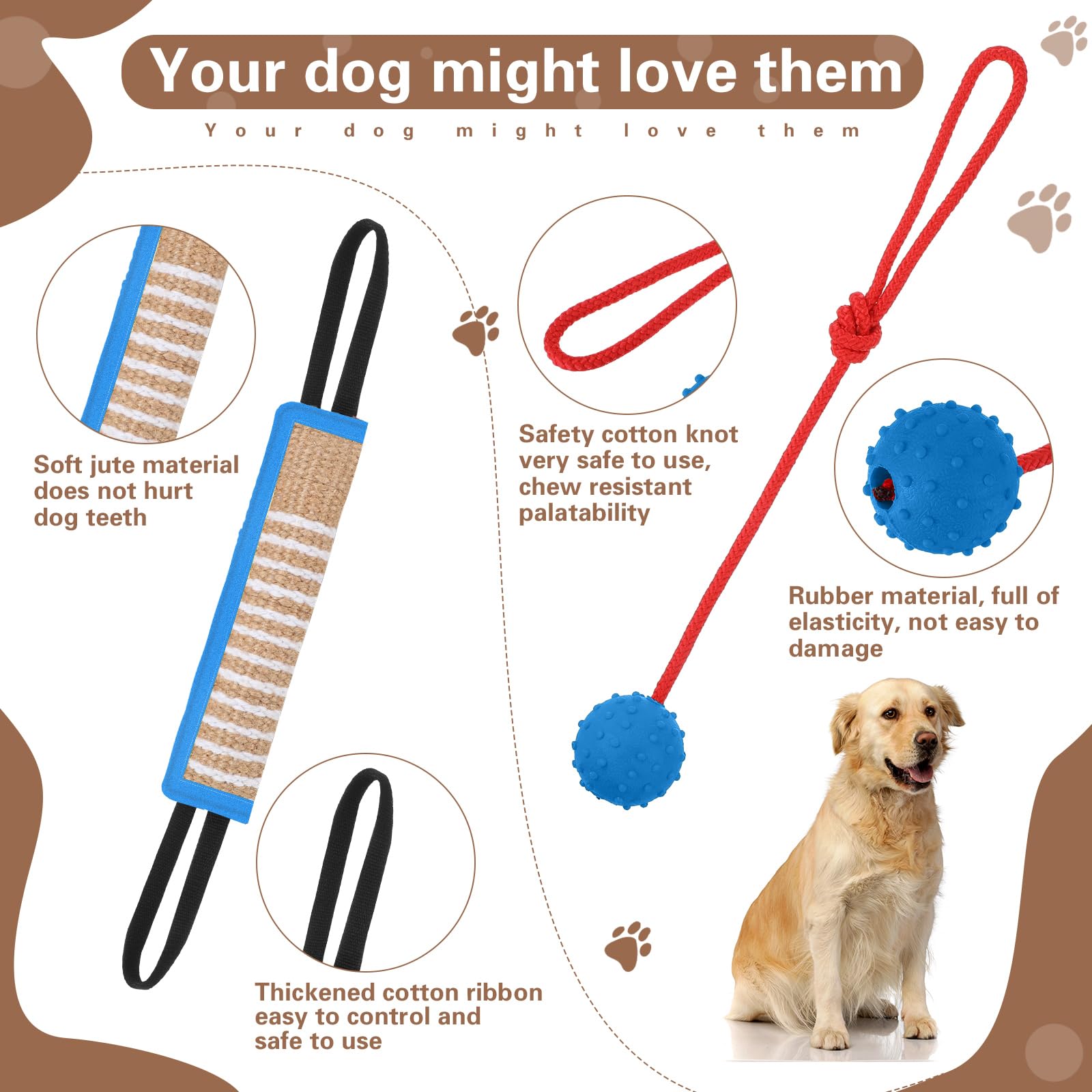 Leyndo pelota de goma para perros, resistente para morder.