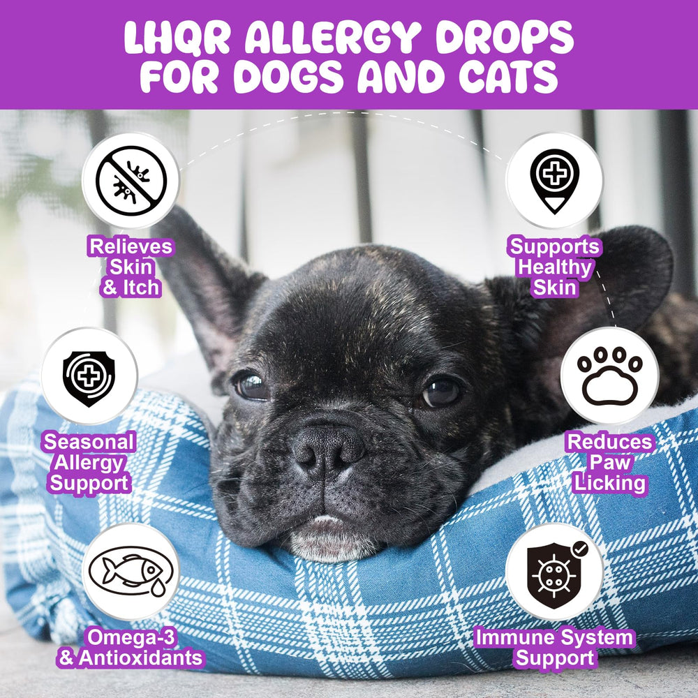 LHQR Gotas alérgicas para perros: aplicación con cuentagotas para comodidad.