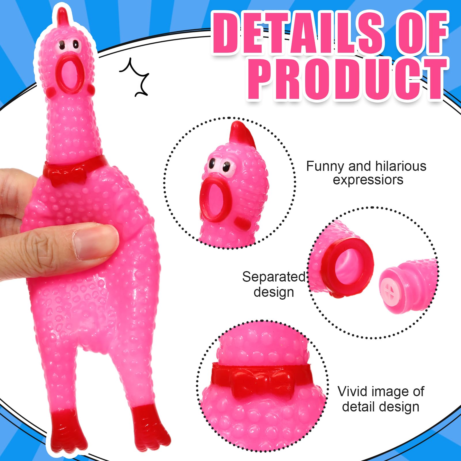 Libima pollo de goma rojo que grita, ideal como juguete para perros y fiestas