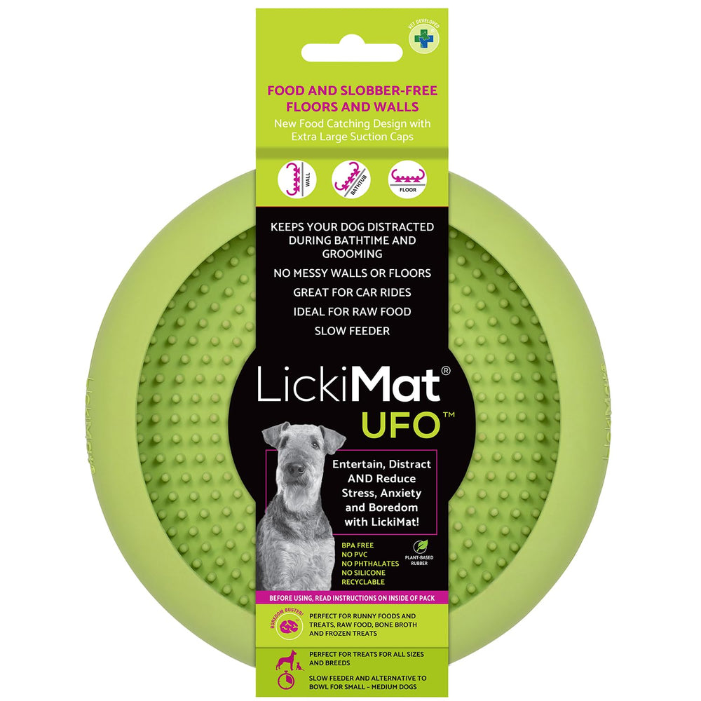 LickiMat UFO con cazador de comida evita goteos durante la merienda.