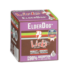 Licks ElderDog botella LiquiPaks, apoyo a la energía diaria de perros mayores.