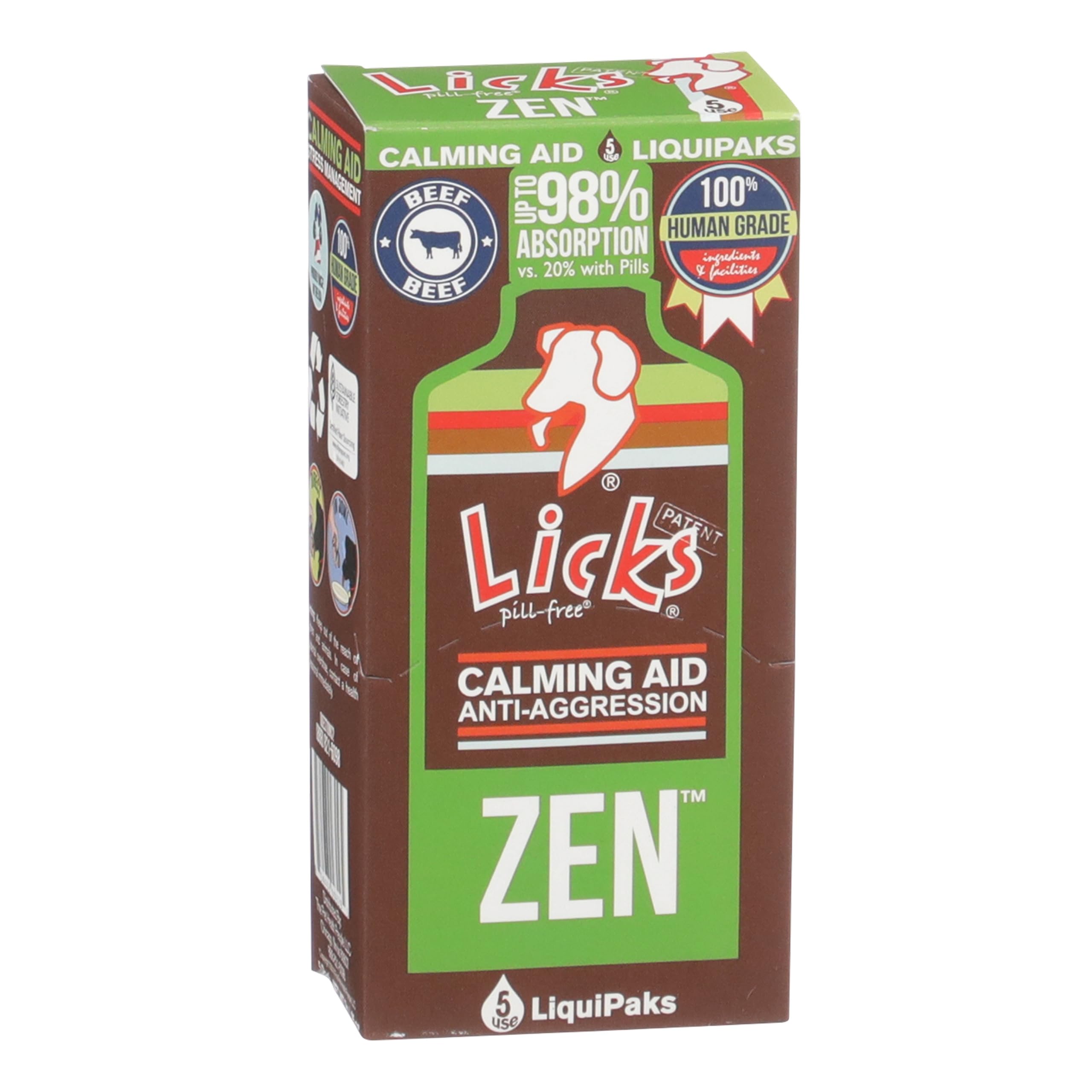 Licks Pill Free: envase visible que facilita la calma en perros.