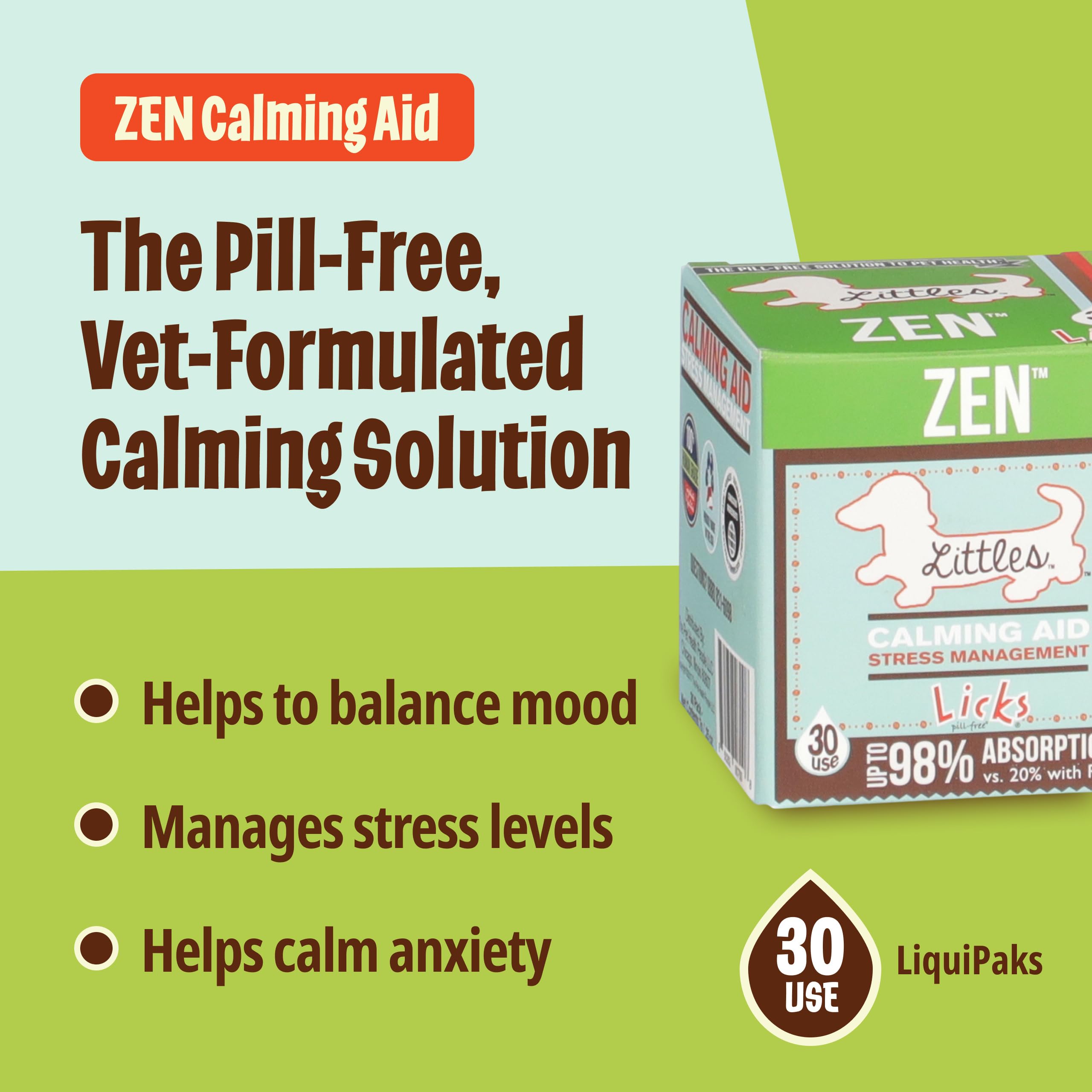 Licks Pill Free Zen gel calmante para perro durante tormentas y ruidos fuertes.