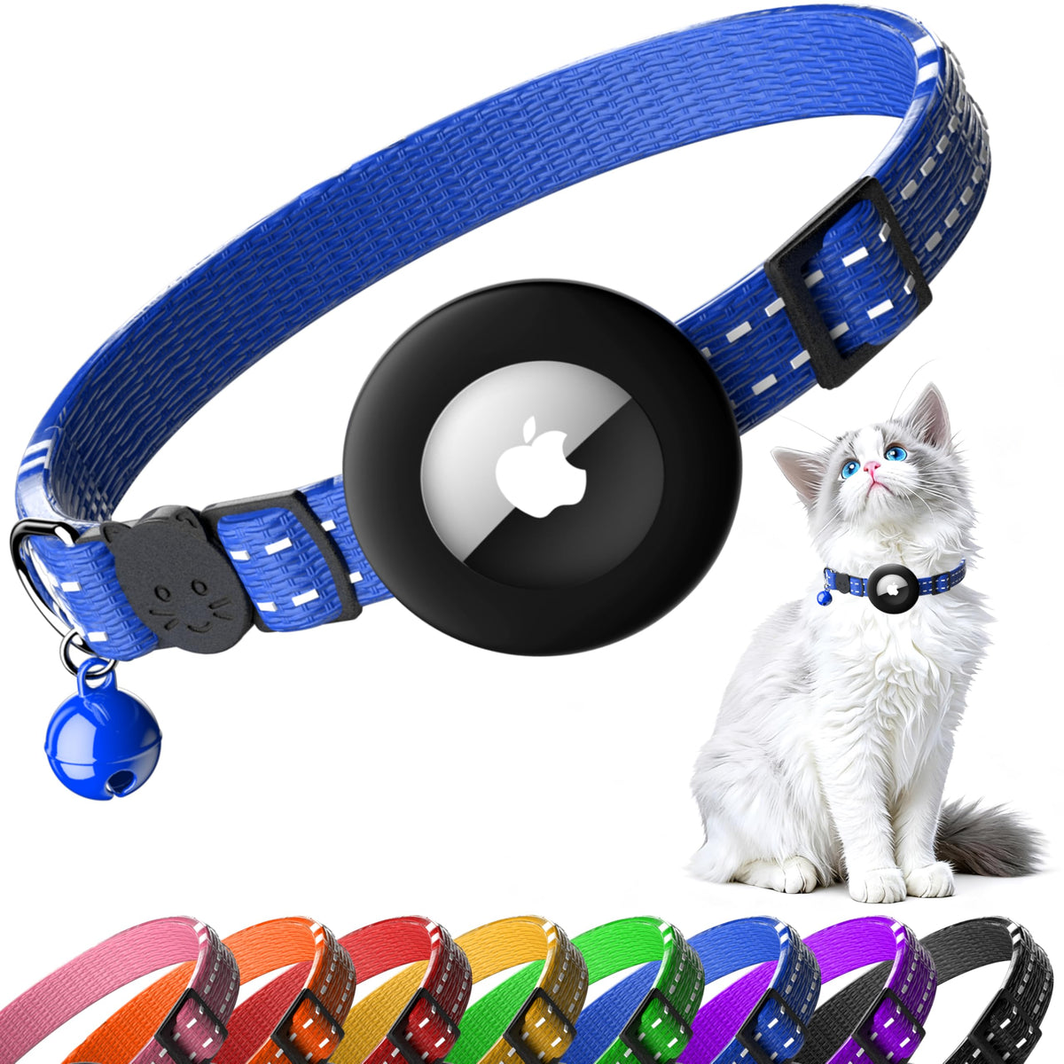 Collar LIEVUIKEN con Airtag y caja elástica para localizar al gato con precisión
