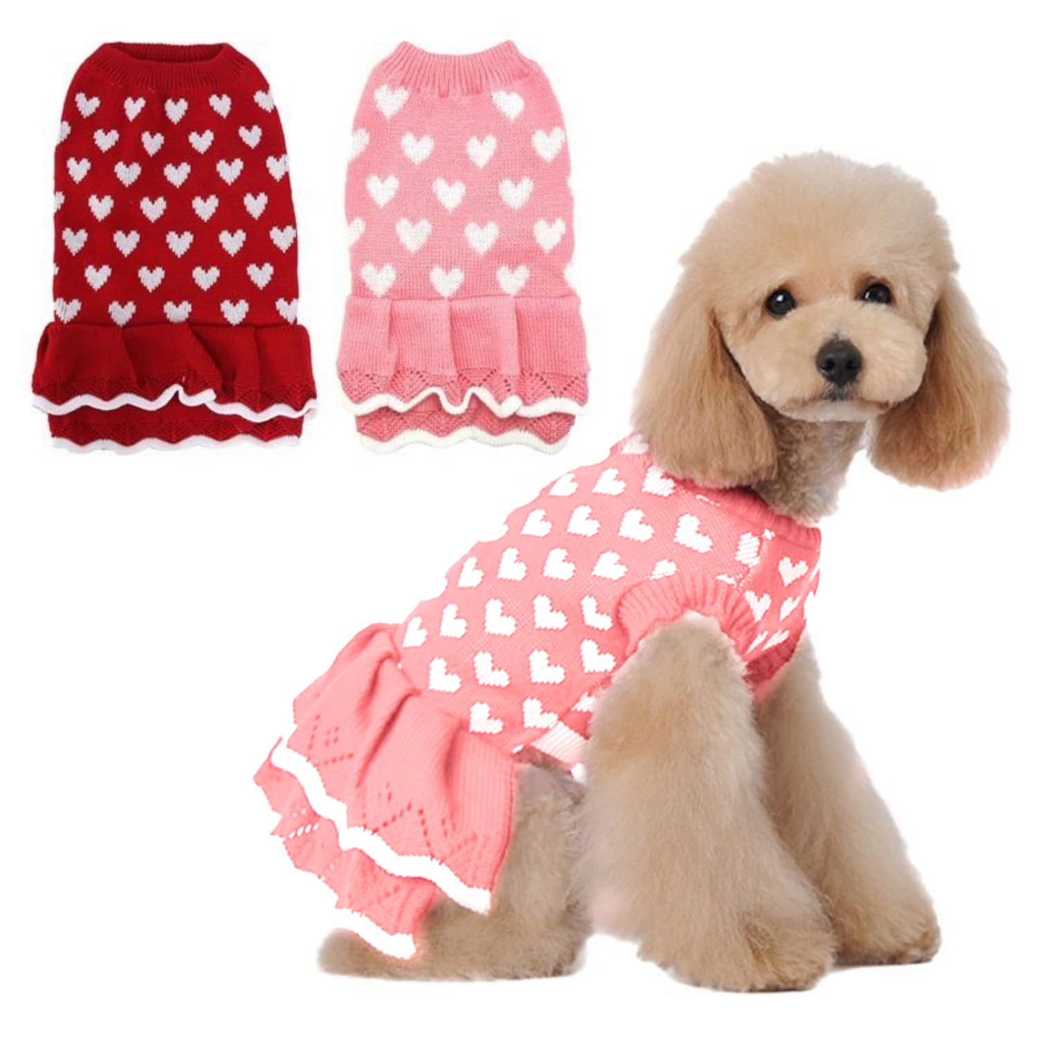 LIEVUIKEN suéter para perro con corazón rosa, ideal para paseos con estilo
