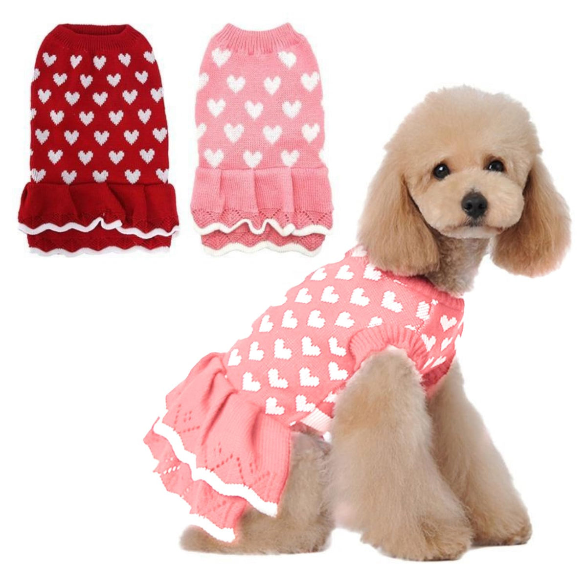 LIEVUIKEN suéter para perro con corazón rosa, ideal para paseos con estilo