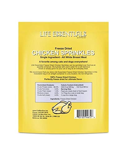 Producto hecho en EE.UU. LIFE ESSENTIALS CAT-MAN-DOO pollo crujiente.