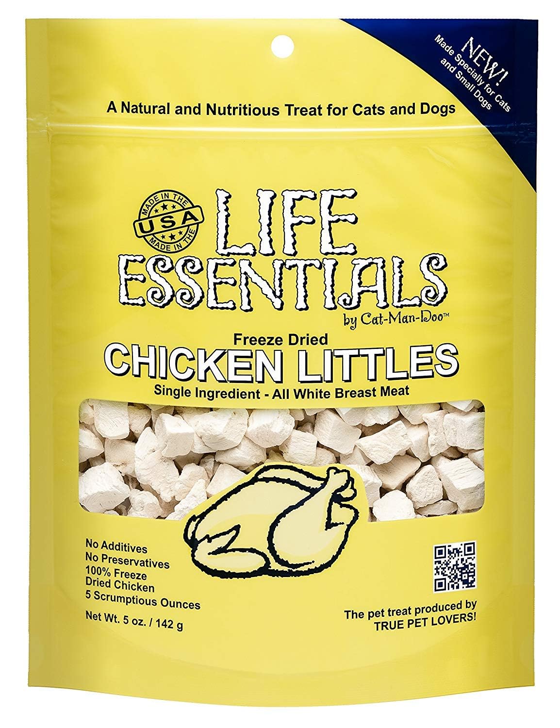 LIFE ESSENTIALS CAT-MAN-DOO, pollo liofilizado para perro, snack natural para entrenamiento.