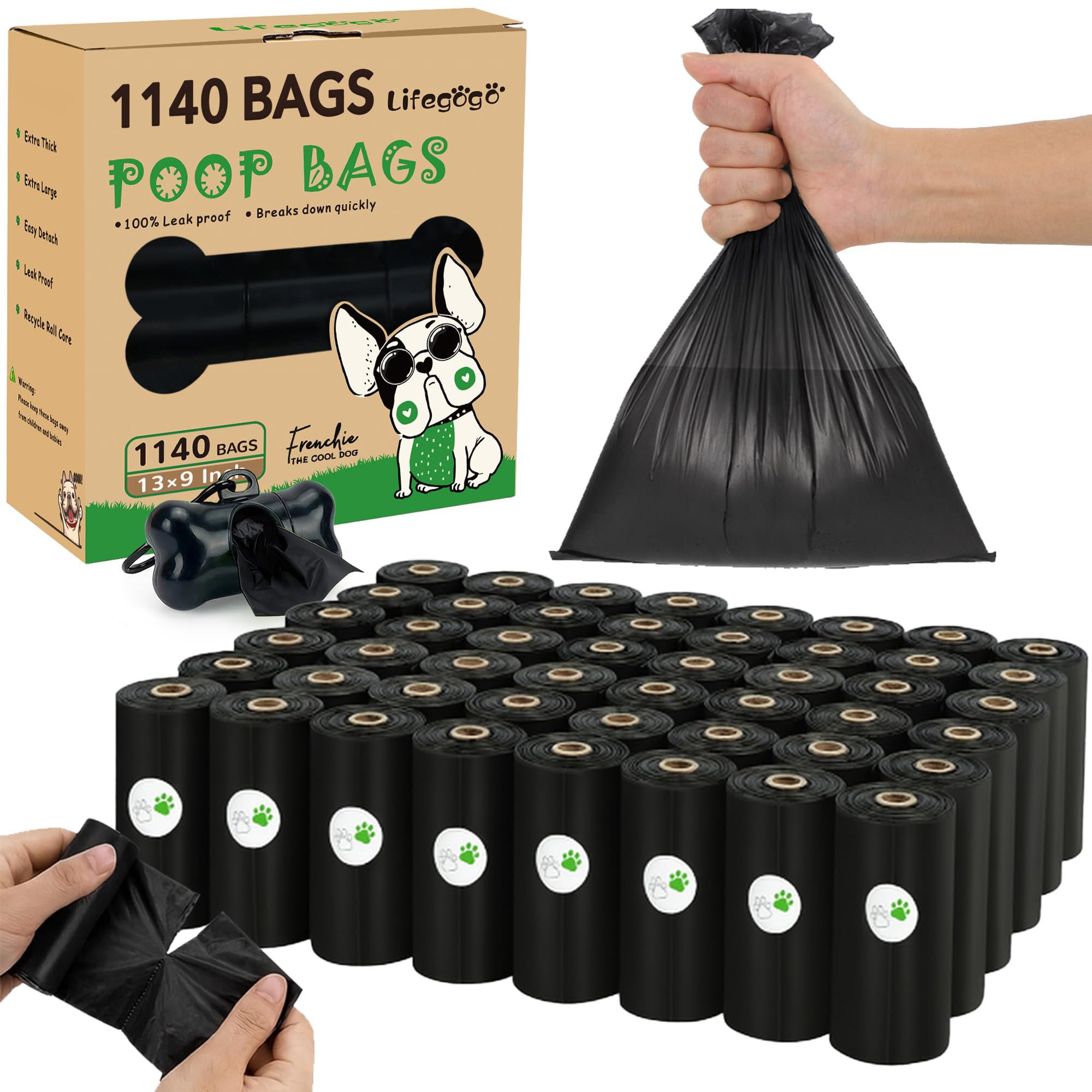 Bolsas Lifegogo para perro, 1140 uds, uso diario seguro
