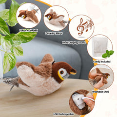 LIFLIX Pajaro con hierba gatera interior, fomenta actividad física natural.