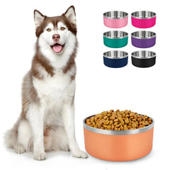 LIHONG comedero de acero inoxidable grande, vista frontal, ideal para grandes mascotas.