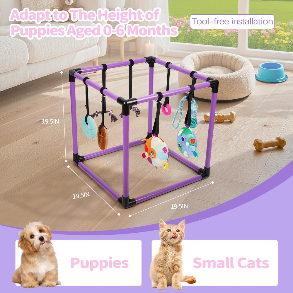Liitrton Puppy Play Gym, 8 juguetes colgantes, mejora la estimulación sensorial diaria.
