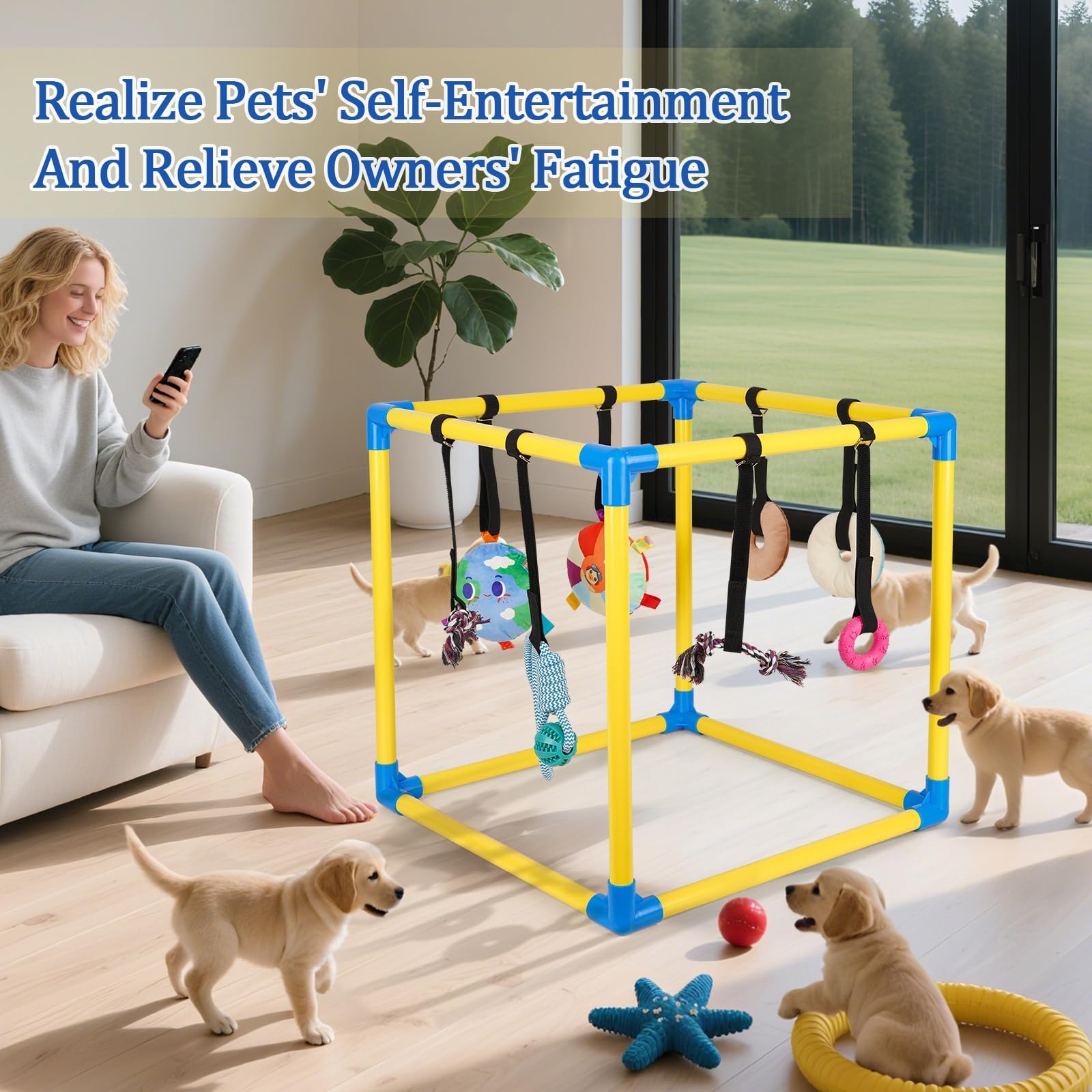 Liitrton Puppy Play Gym uso interior para entretenimiento diario de cachorros