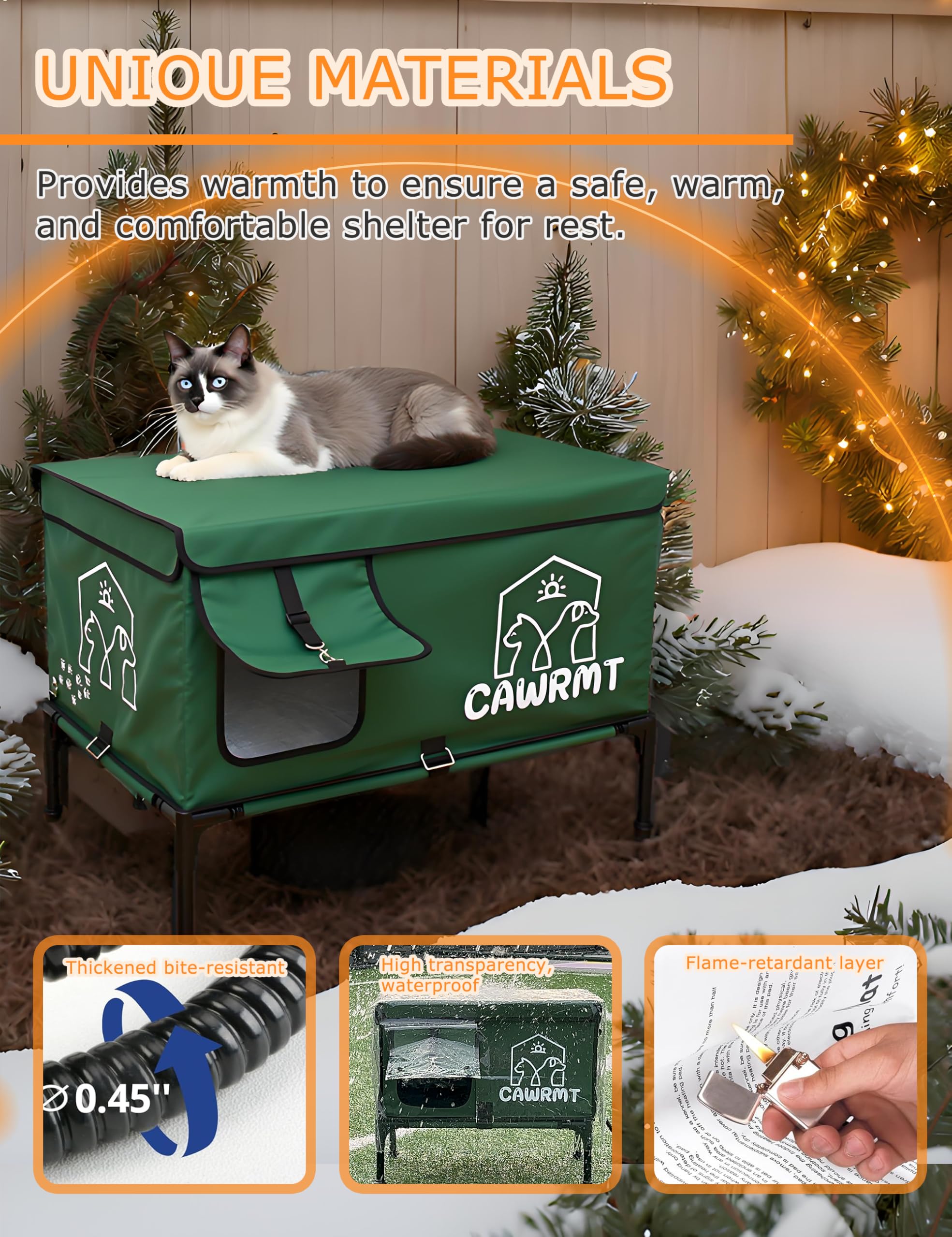LiLadayd calefactor-incorporado: cama-gato exterior segura y cálida.