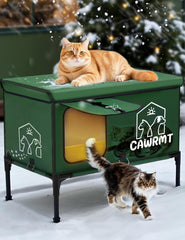 LiLadayd casa-gato-caliente-xl-verde: refugio cálido al aire libre para gatos.