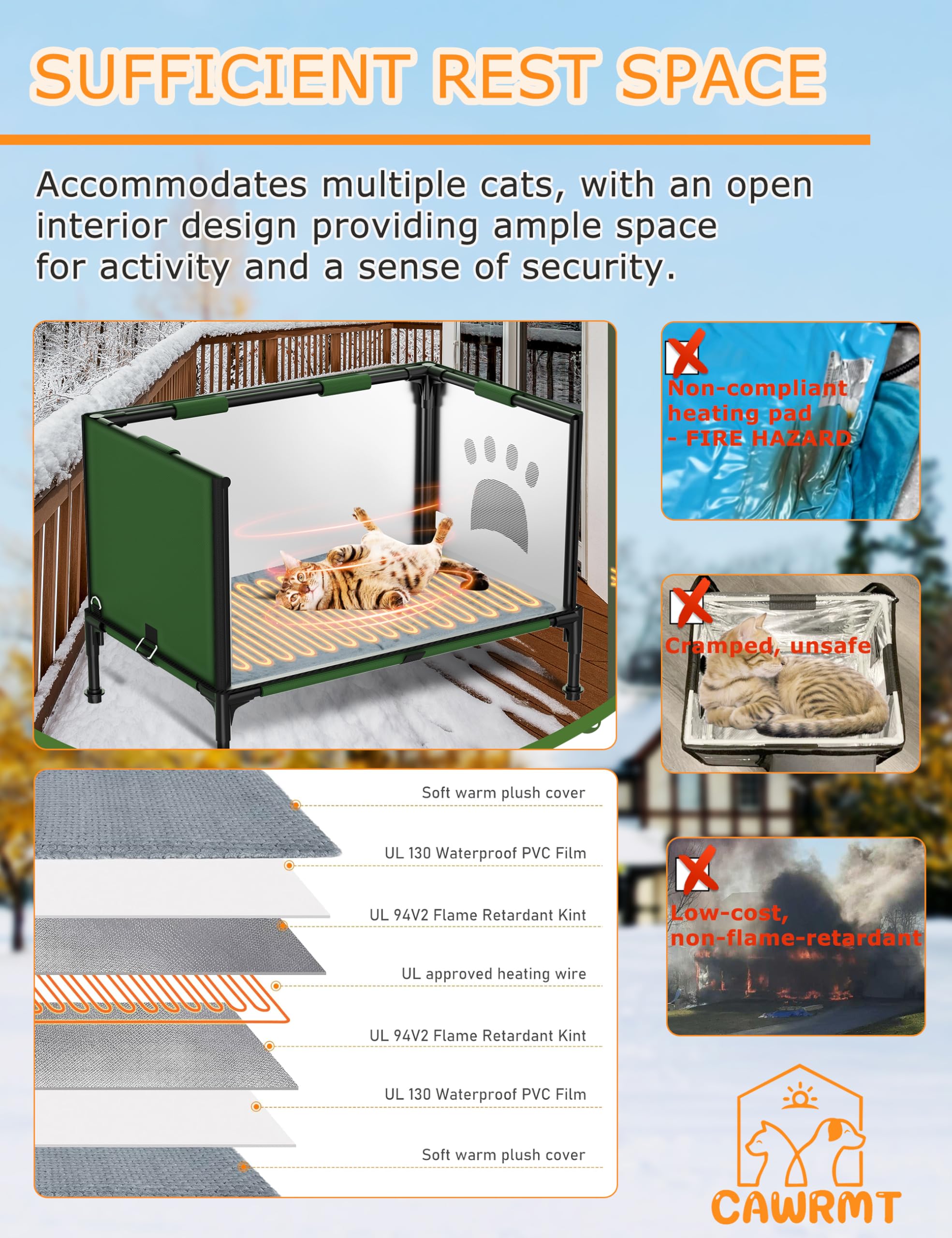 LiLadayd casa-gato-impermeable-exterior: refugio seco ante la lluvia.