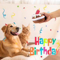 Juguete lilfrd con torta de cumpleaños para perro, sonido al apretar