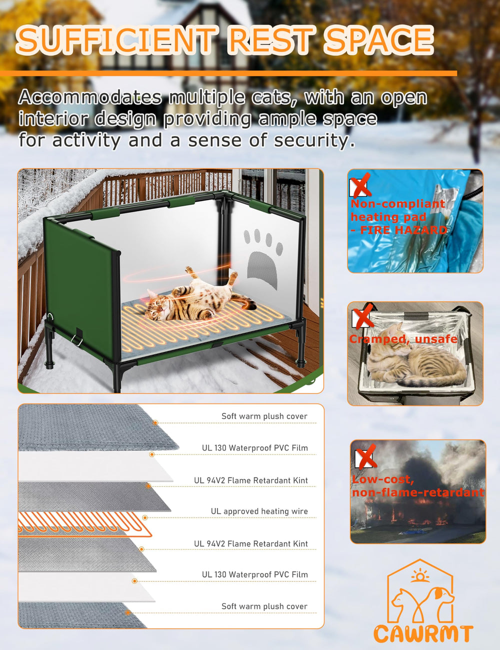 LiLadayd casa-gato-impermeable: refugio impermeable y duradero para climas lluviosos.