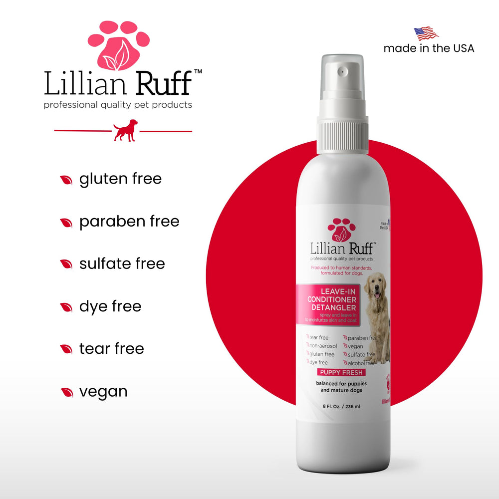 Lillian Ruff aerosol fabricado en Estados Unidos para cuidado profesional de perros.